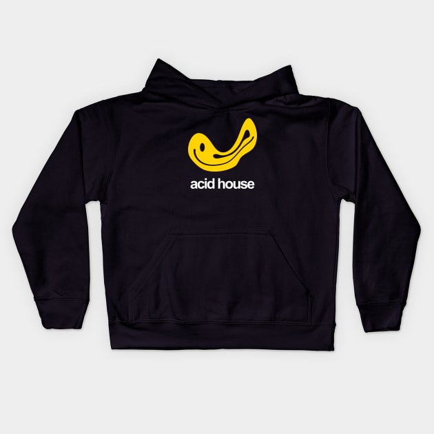 ACID HOUSE MUSIC - happyface destroy  yellow edition Kids Hoodie by BACK TO THE 90´S